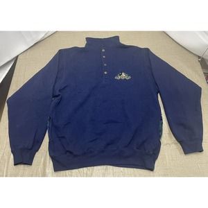 Vintage Mens Disney Mickey Mouse Genius Pullover Sweatshirt Size Large Plaid Blu